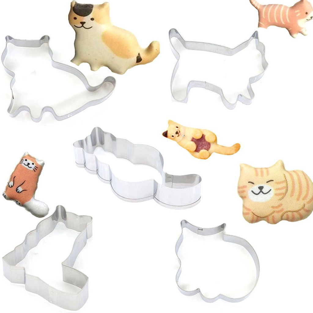 Khuôn Cắt Bánh Quy Bằng Thép Không Gỉ Hình Mèo Dễ Thương