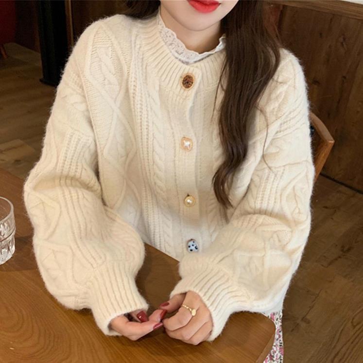 Hạ GIá - Khoác Len Nữ Ulzzang | Áo Len Ulzzang Thu Đông Cổ Tròn Cúc Xinh Dày Dặn Thời Trang Hàn Quốc, Hàng Quảng Châu
