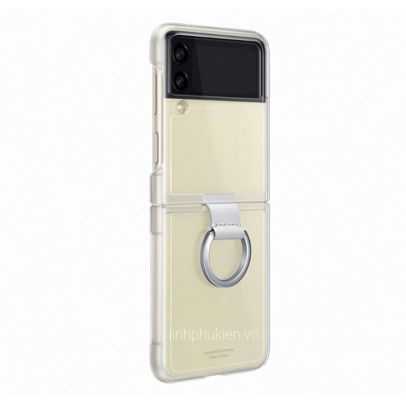 Ốp lưng Samsung Galaxy Z Flip 4 - Flip 3 Clear Cover With Ring Transparency Trong Suốt - Hàng chính hãng