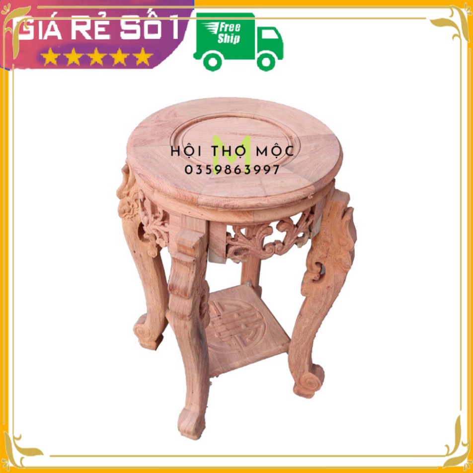 (Giá Rẻ)Đôn Chân rồng mặt tròn trang trí gỗ hương đá mặt 32cm
