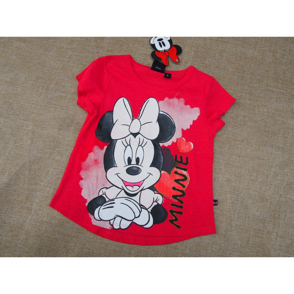 Áo thun bé gái 2-8 tuổi hàng Disney xuất xịn, Áo cộc tay cho bé hình Mickey vải cotton co giãn thấm hút mồ hôi