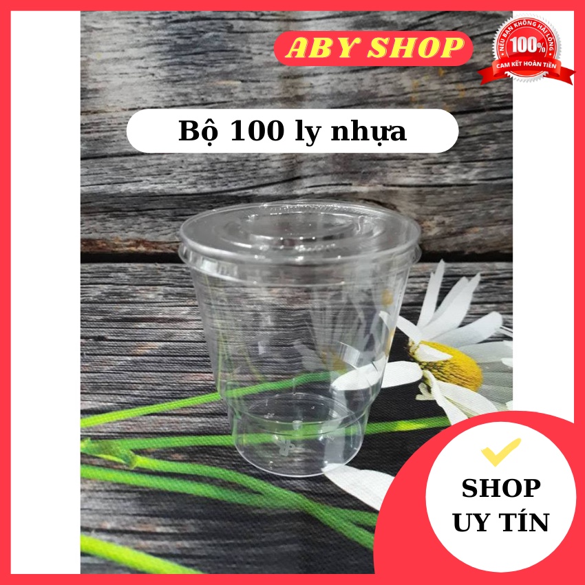 Bộ 100 ly nhựa hàng không ⚡ HÀNG LOẠI 1 ⚡ ly tiramisu nhựa cứng ( có kèm nắp)