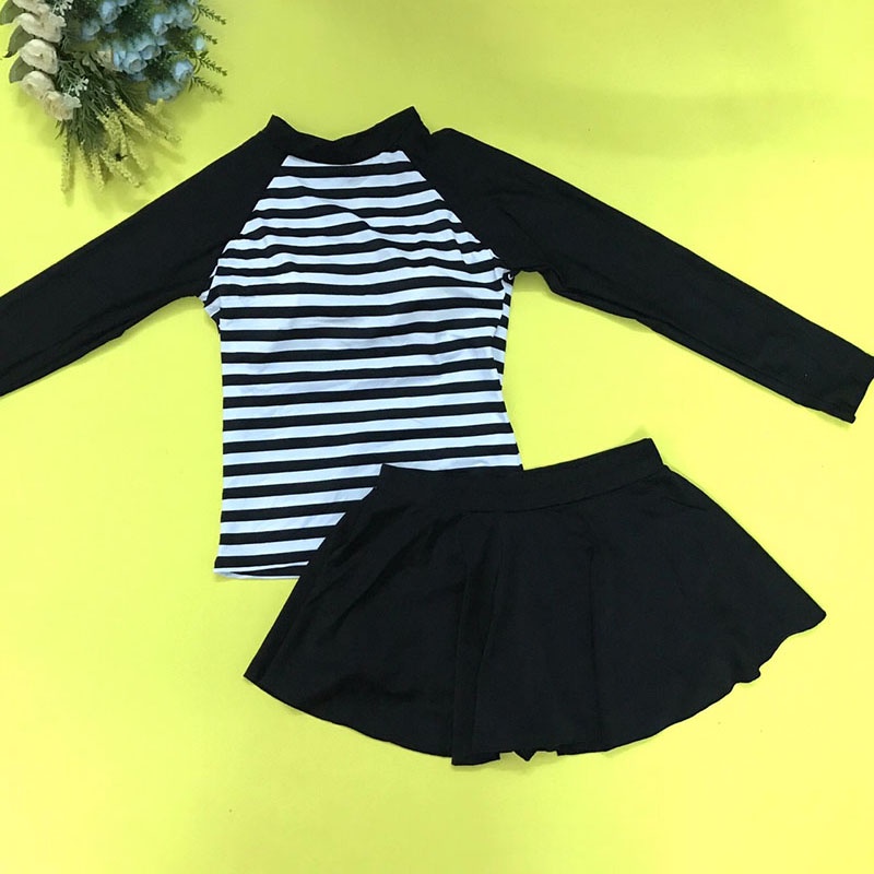 [M,L,XL] Đồ bơi nữ bikini nữ 2 mảnh dài tay kín đáo quần váy xòe cho học sinh nâng ngực tôn dáng quyến rủ DBN002