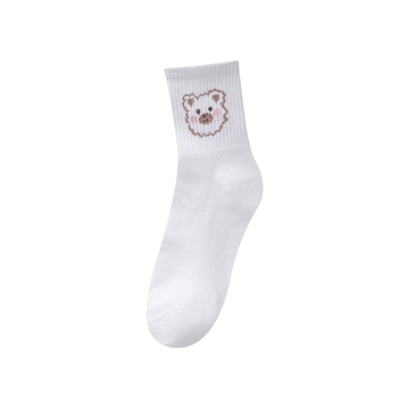 Tất cổ cao in hình thú đáng yêu bằng cotton co giãn kiểu Hàn Quốc cho nữ