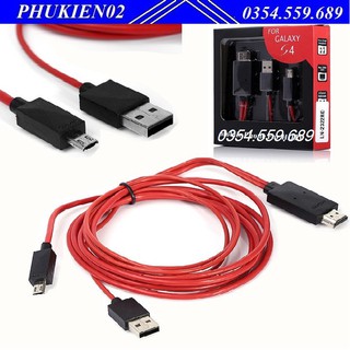 Cáp MHL xuất hình ảnh từ điện thoại ra tivi - Cáp MHL đỏ đen 5 Pin