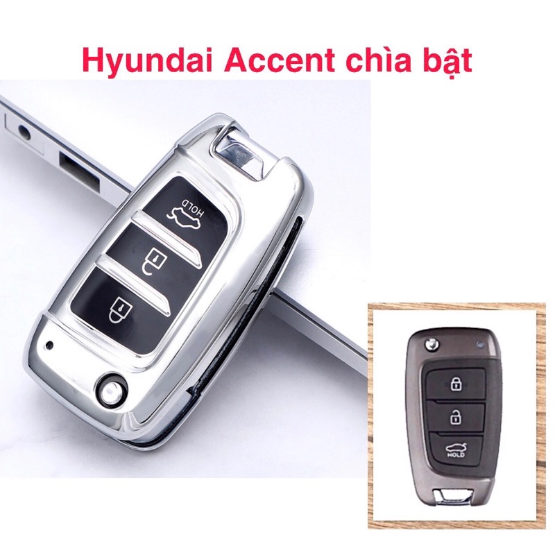 Ốp khoá mạ crom kèm móc khoá xe hyundai accent base số sàn