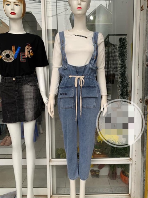 Quần yếm bò rút eo, kèm ảnh thật | BigBuy360 - bigbuy360.vn