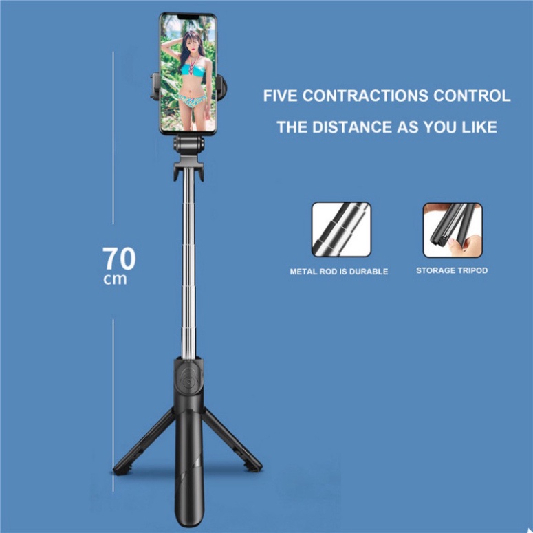 Gậy Q07 Chụp Ảnh Selfie Dành Cho Điện Thoại Kết Nối Bluetooth Không Dây, Có thể Xoay Ngang dọc Đt, Kim Loại sang trọng