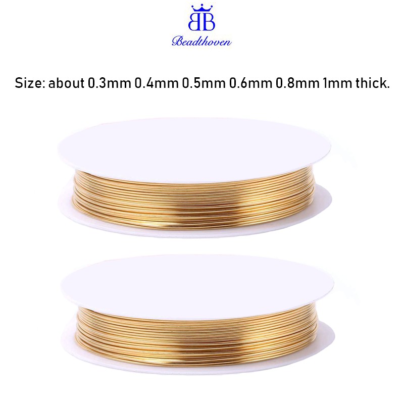 Cuộn dây đồng 28Gauge(0.3mm) dài 100M/109Yard màu vàng nhạt làm đồ trang sức