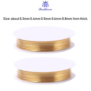 Cuộn dây đồng 28Gauge(0.3mm) dài 100M/109Yard màu vàng nhạt làm đồ trang sức