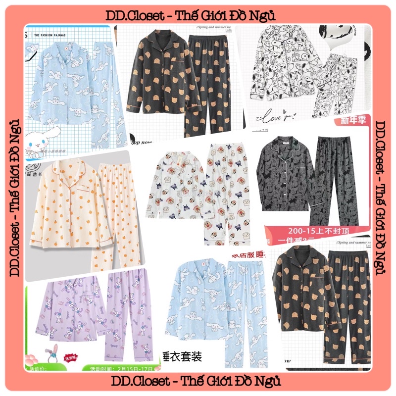 Bộ đồ ngủ pijama nữ dài tay quần dài chất lụa Kate Thái mềm mịn nhiều màu nhiều hình dễ thương, đáng yêu - CD0079