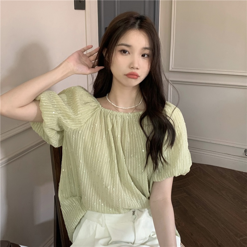 Áo Sơ Mi Ngắn Tay Trễ Vai Một Bên Vai 51324