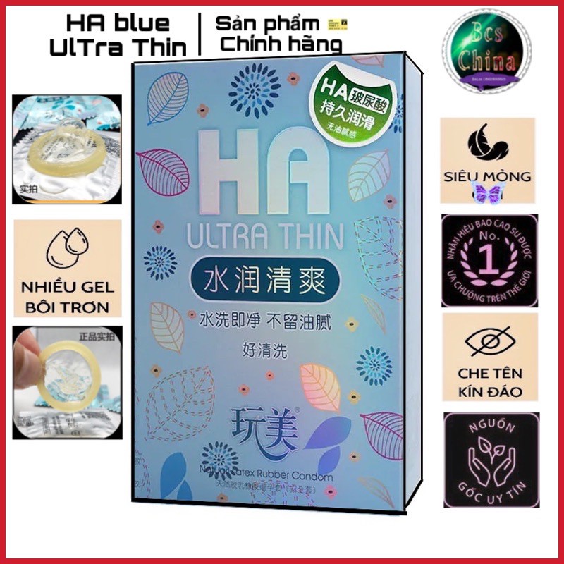 ( bao cao su HA blue)50 cái  hàng nội địa. Được ưa chuộng khắp các nước . Loại bao giá rẻ nên đc các khách sạn, nhà nghỉ