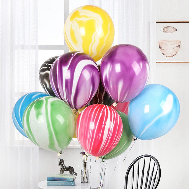 Bong Bóng Cao Su 10Inch Họa Tiết Vân Đá Cẩm Thạch Đầy Màu Sắc Để Trang Trí Tiệc Cưới Sinh Nhật