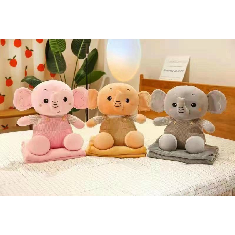 Bộ chăn gối văn phòng hình thú dễ thương, gấu bông có mền cho bé đi học, chăn mền văn phòng đa năng đi du lịch tiện lợi