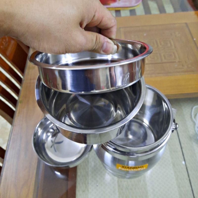 Cặp lồng nắp bát 2in1 inox cách nhiệt siêu bền đẹp dung tích 1,4lit/1,6lit/1,9lit/2,2lit