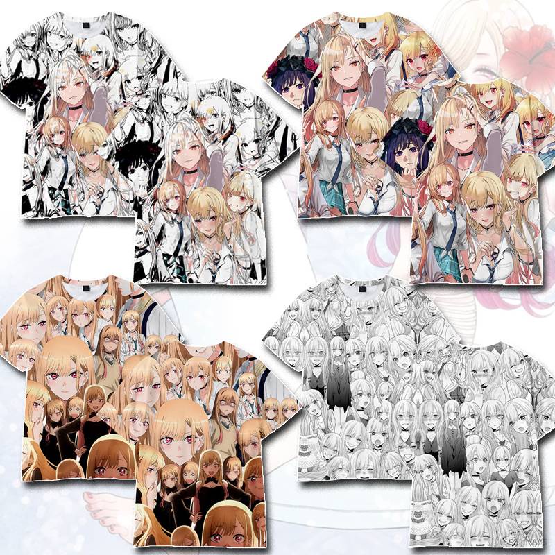 Áo Thun Tay Ngắn In Hình Anime Kitagawa Marin Ahegao Plus Size Cho Nam Và Nữ