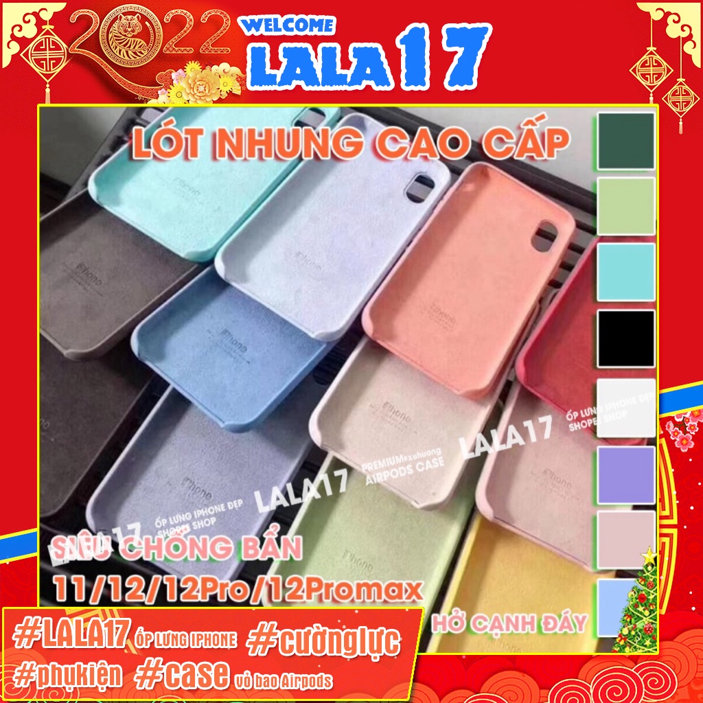 Ốp lưng iphone chống bẩn CAO CẤP Lót nhung màu Hàn Quốc - LALA17