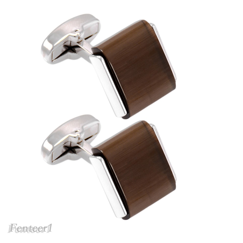 [Fenteer1] Khuy Măng Sét Bằng Đồng Thau Đính Đá Opal Màu Nâu Phong Cách Pháp Cho Đám Cưới