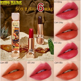 Son AGAG 2 đầu 6 màu son son lì, lâu trôi, mềm mại dưỡng môi