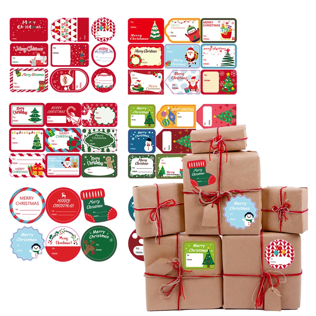 Miếng dán trang trí quà tặng in chữ Merry Christmas