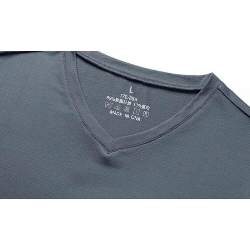 Áo Thun Tay Ngắn Cổ Chữ V Màu Sắc Đơn Giản Chất Liệu Lụa Lạnh Nhanh Khô Cho Nam Giới
