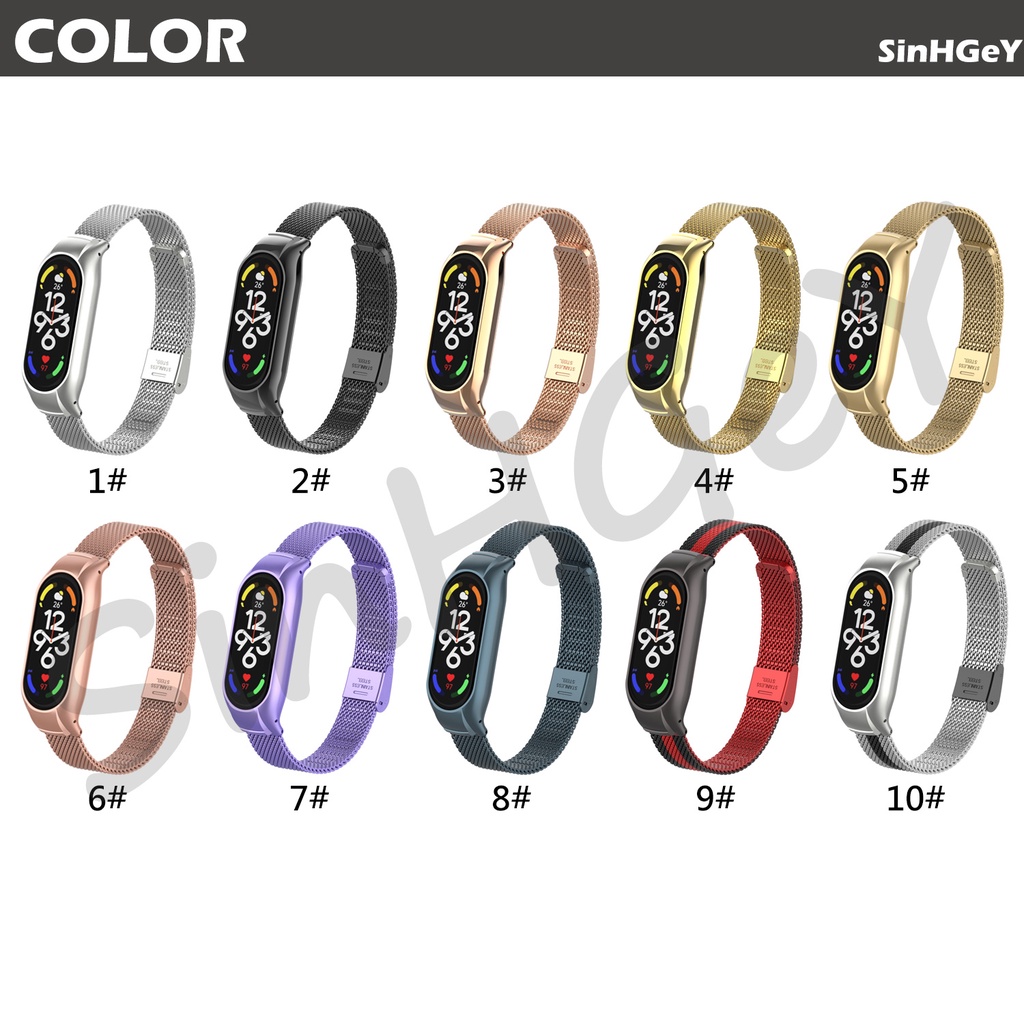 Dây Đeo Thay Thế Bằng Kim Loại Không Gỉ Cho Xiaomi Mi band 7 Mi band 3 / 4 / 5 / 6