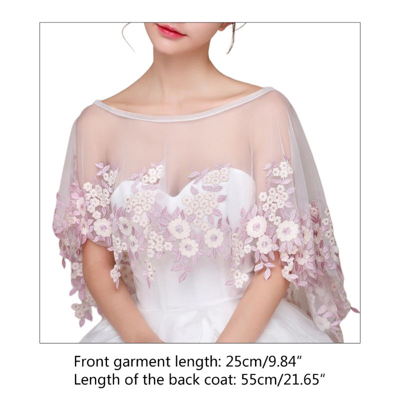 Áo choàng cô dâu thêu hoa phối tua rua thời trang mùa hè