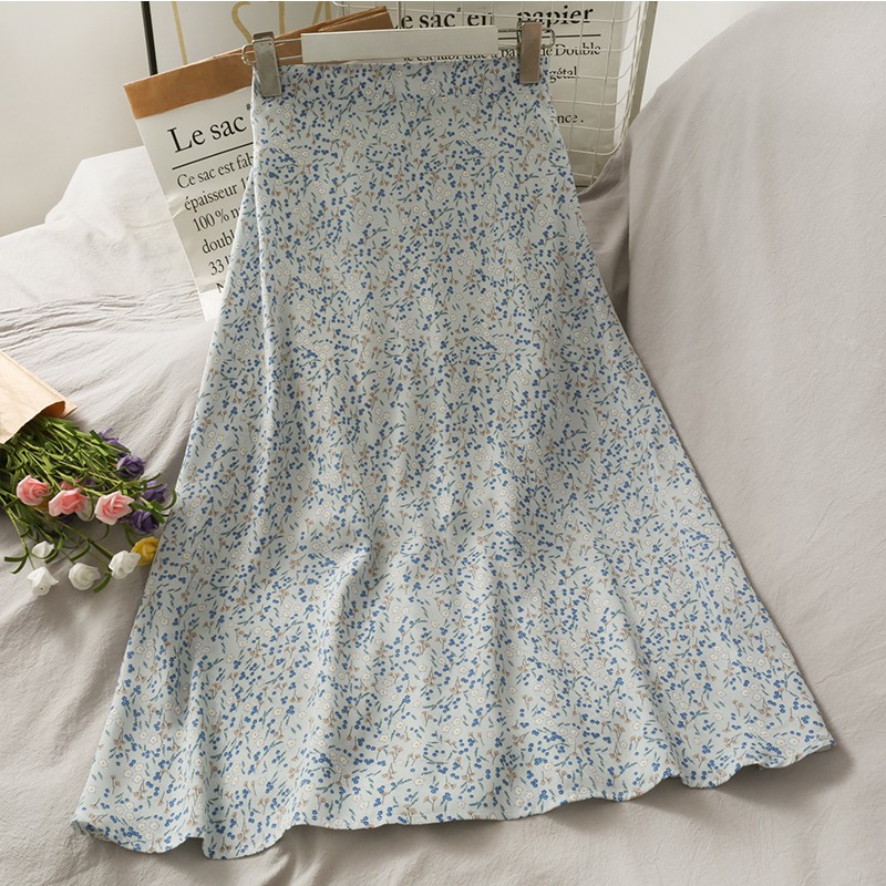 Chân Váy Hoa Nhí Dáng Suông Dài Hai Lớp CV11 Hàng Quảng Châu