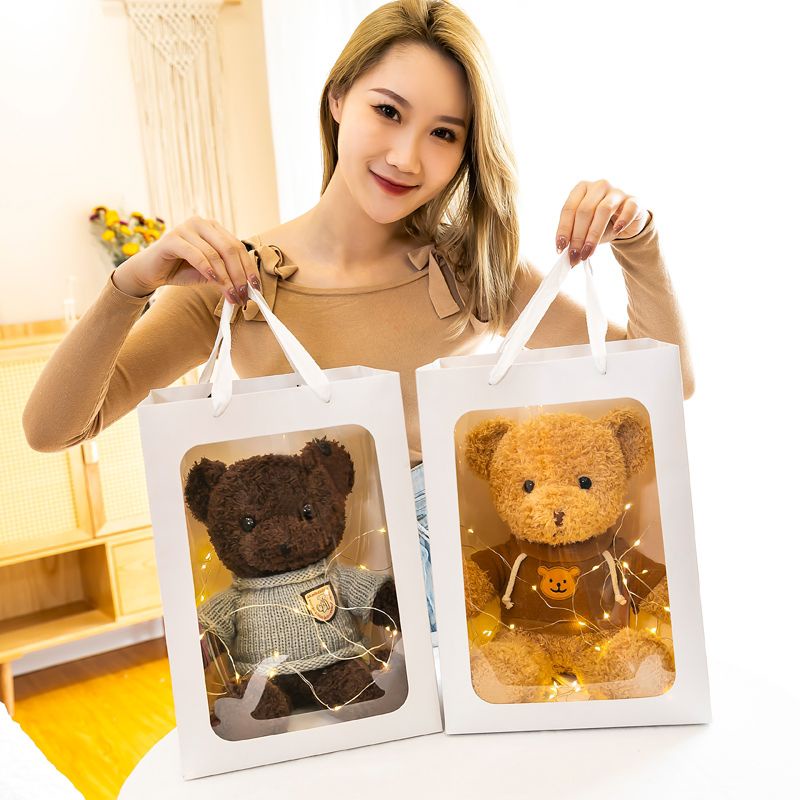 Gấu Bông Teddy Áo Len Thú Nhồi Bông Gấu Nâu Lông Xù Gấu Vá Da Cao Cấp_Unishop