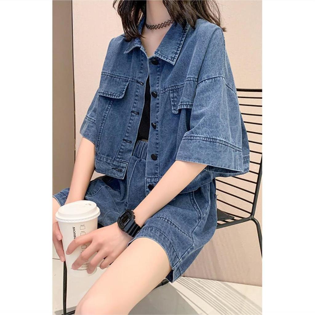 Quần Short denim Thời Trang Cá Tính Trẻ Trung Cho Nữ. Bộ quần áo Croptop Jeans bò mùa hè. MET SHOP