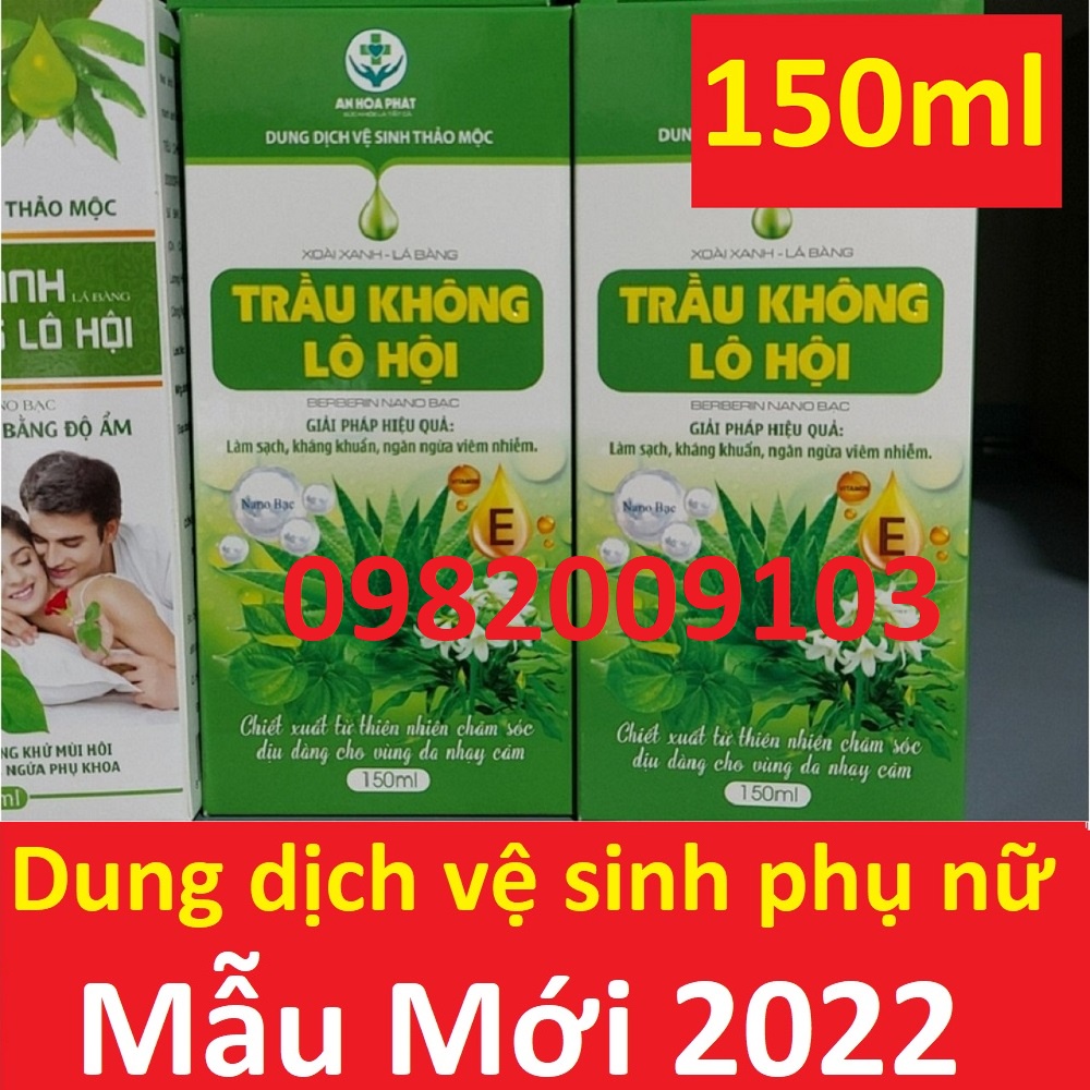 [mẫu 2022] dung dịch vệ sinh trầu không lô hội 150ml ( lô hội nano bạc xoài xanh lá bàng berberin )