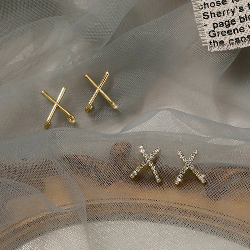 Khuyên tai chữ X mạ bạc nhiều kiểu tùy chọn thời trang