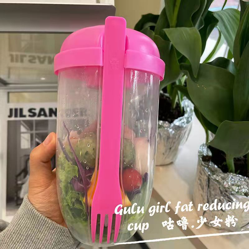Cốc Đựng Thức Ăn/Salad/Trái Cây Có Nắp Kèm Dĩa 700ml