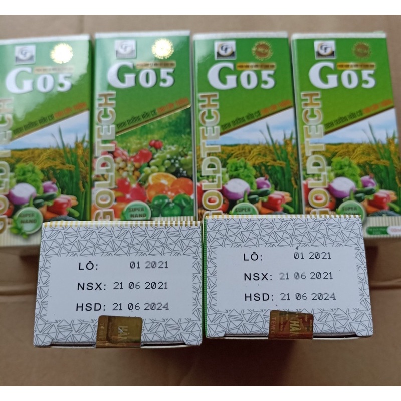 Phân bón lá sinh học hữu cơ cao cấp GO5 hàng chính hãng GOLDTECH đảm bảo còn nguyên tem chống hàng giả hộp 100ml
