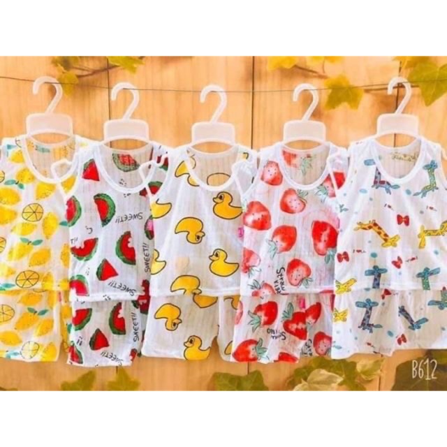 Bộ cotton Giấy 3 Lỗ Hoạ Tiết Cho Bé