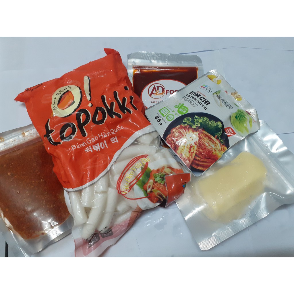 Combo 500g BÁNH GẠO T0P0KKI + 450G CHẢ CÁ HÀN QUỐC+ 100G SỐT+100G PHÔ MAI MOZZARELLA