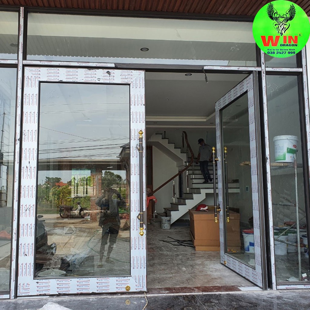 Tay nắm cửa inox màu nâu cafe giống mà nhôm xingfa,Tay cầm cửa chính,Tay búp sen