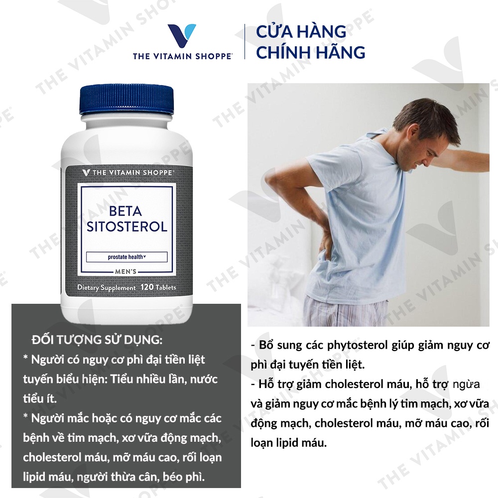 Viên uống hỗ trợ sức khỏe tuyến tiền liệt THE VITAMIN SHOPPE Beta Sitosterol 120 viên