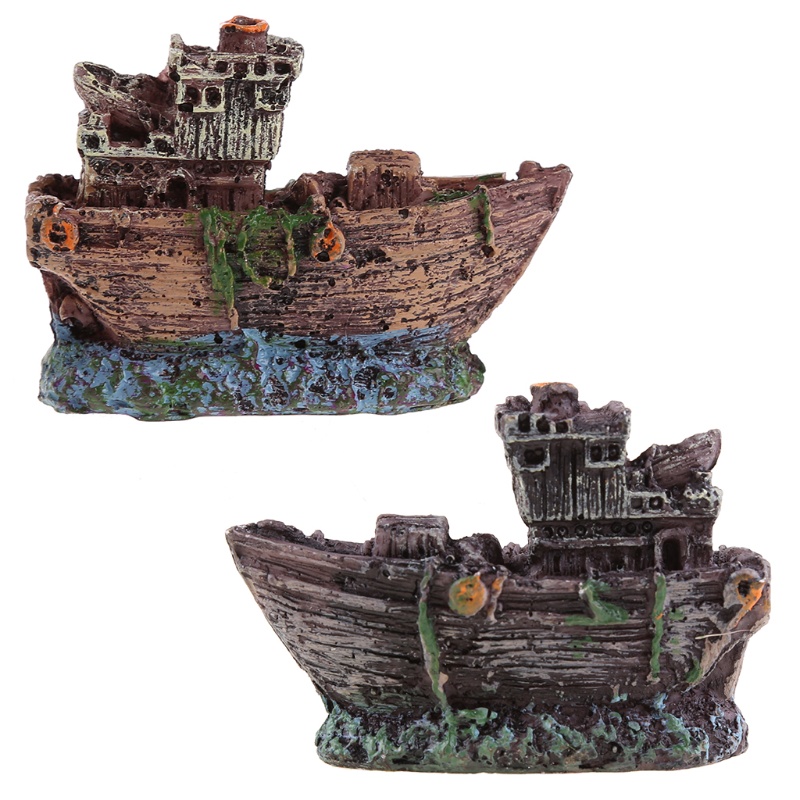 Đồ trang trí Tàu Chìm Bằng Nhựa Resin Trang Trí Bể Cá Mới
