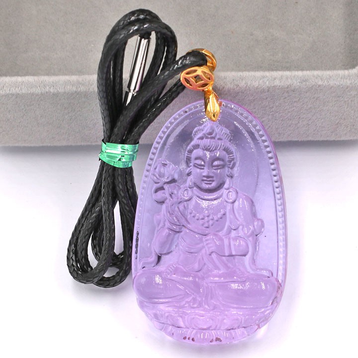 Mặt dây chuyền Phật Đại Thế Chí Bồ Tát pha lê tím 5 cm