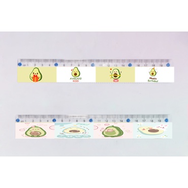 thước bò sữa trà sữa yakult quả bơ trứng lười THI15 dán giấy cute dễ thương 15cm
