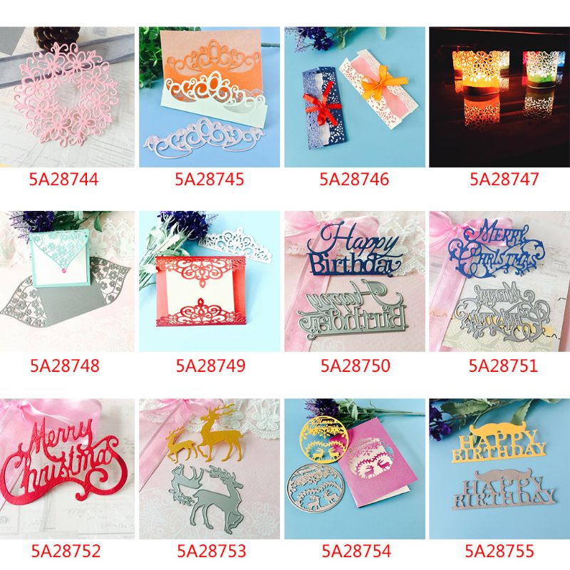 Khuôn Cắt Giấy Làm Từ Kim Loại Hình Vòng Hoa Trang Trí Scrapbook