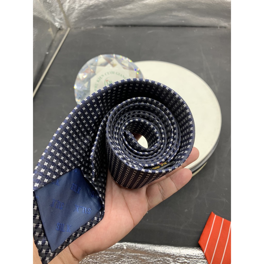 Phụ kiện nam cà vạt nam bản 8cm Giangpkc tháng 5-2021-Cà vạt đen chấm trắng