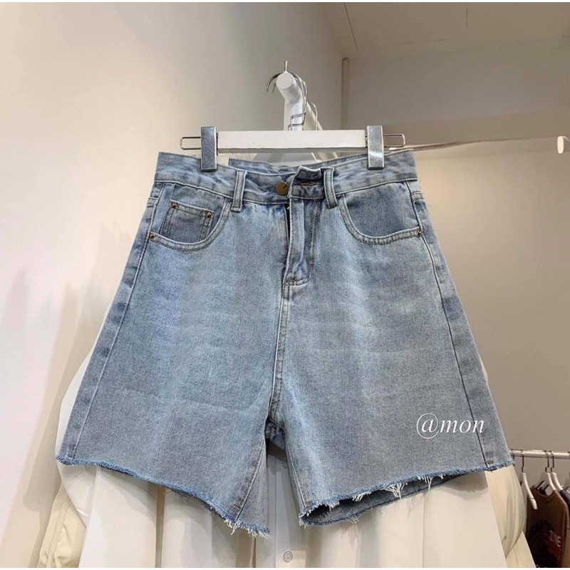 Quần Short Jeans Ngố Bò Nút Hông Ulzzang (2 Màu) | BigBuy360 - bigbuy360.vn