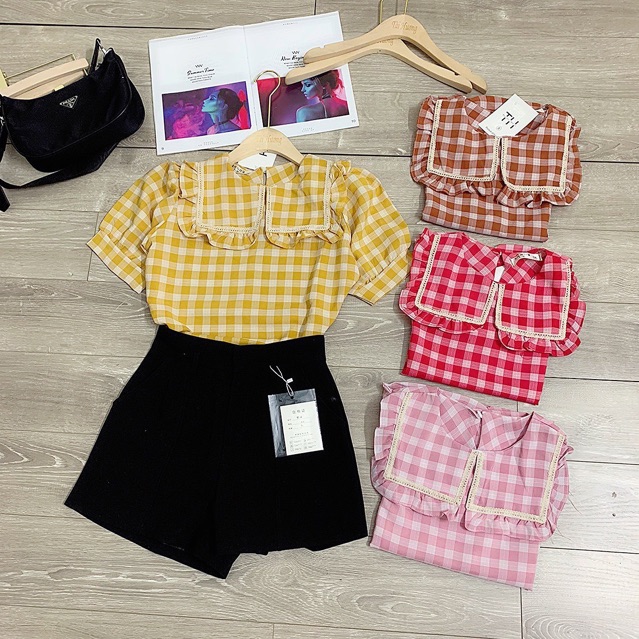 ÁO KẺ CARO CỔ THUỶ THỦ NEW