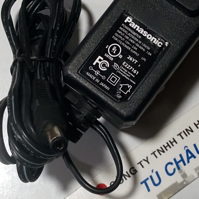 Bộ chuyển nguồn Adapter AC-DC: 12V - 3A (Đầu lớn - Chân cắm 5.5 X 2.1~2.5mm) (ZIN)