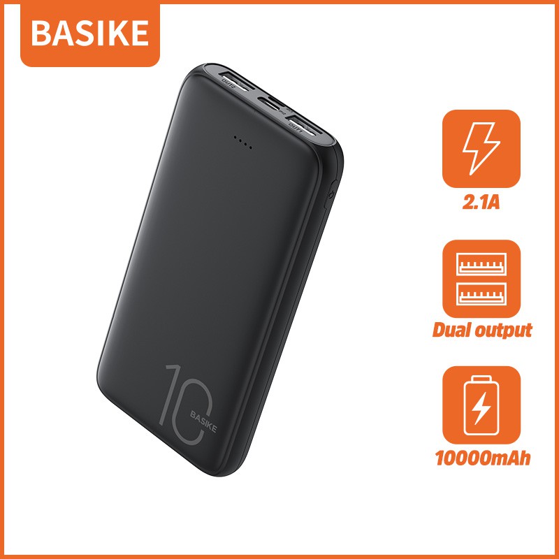 Sạc dự phòng BASIKE PT62 10000mAh có hai đầu ra USB thích hợp cho iPhone và Android