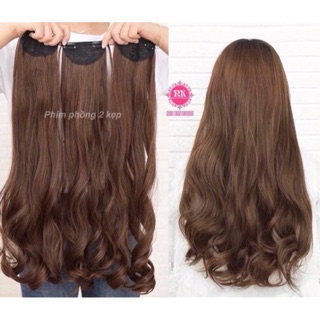 Tóc giả 3 kẹp phím phồng xoăn, thẳng, xù nối dài - hình thật (1 bộ 3 cái)