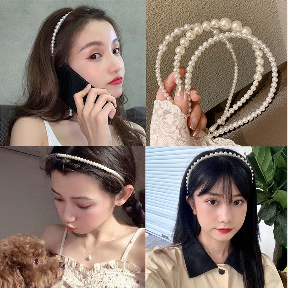 Băng Đô Đính Ngọc Trai Phong Cách Hàn Quốc Cho Nữ